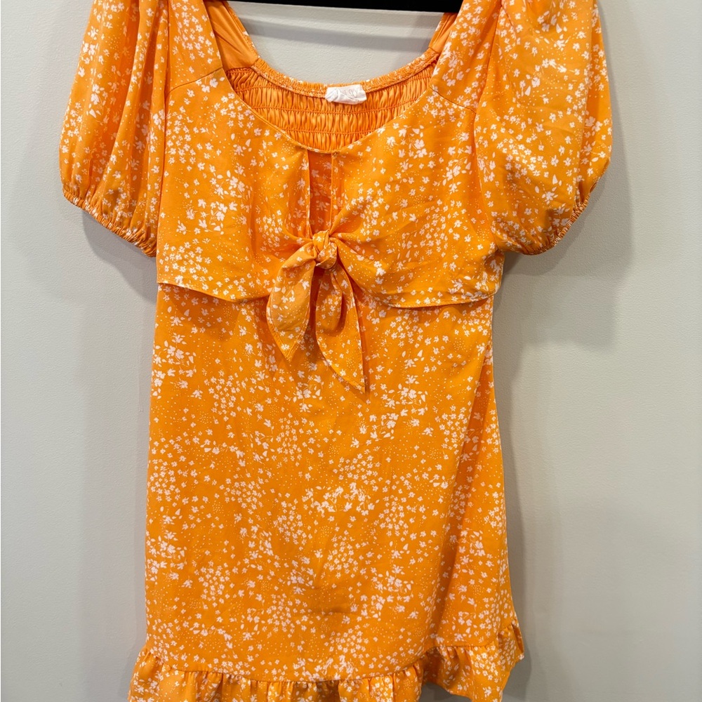Orange Floral Tie-Front dress